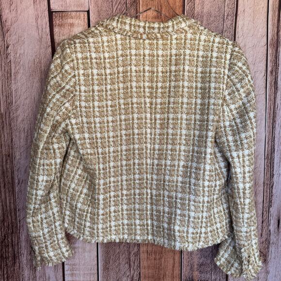Ann Taylor Blazer Tweed Plaid Jacket 14P Petite Work Fall Academia Minimalist - Picture 2 of 9